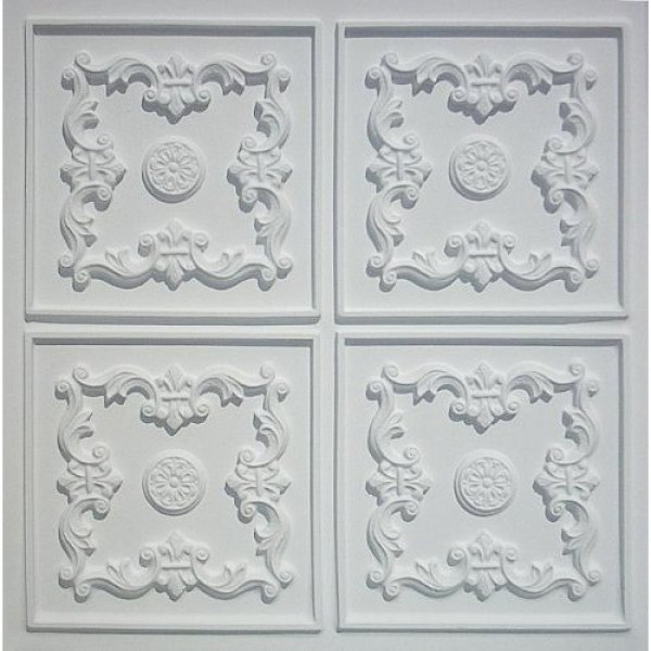 D130 Pvc Ceiling Tile 24x24 Glue Up White Matte Glue Up Faux